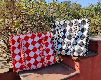 Bolso de mano acolchado artesanal / Bolso de algodón ecológico / Regalos únicos para ella