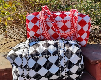 Bolsa de lona acolchada de algodón, bolsa grande para viaje de fin de semana, con estampado floral, ideal para llevar de noche.