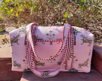 Bolsa de lona acolchada de algodón, bolsas grandes para viajes de fin de semana, equipaje de mano para pasar la noche