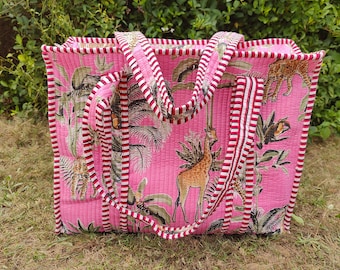 Bolso tote de algodón acolchado estilo bohemio / Bolso de mano con cierre de cremallera / Bolsos de hombro sostenibles