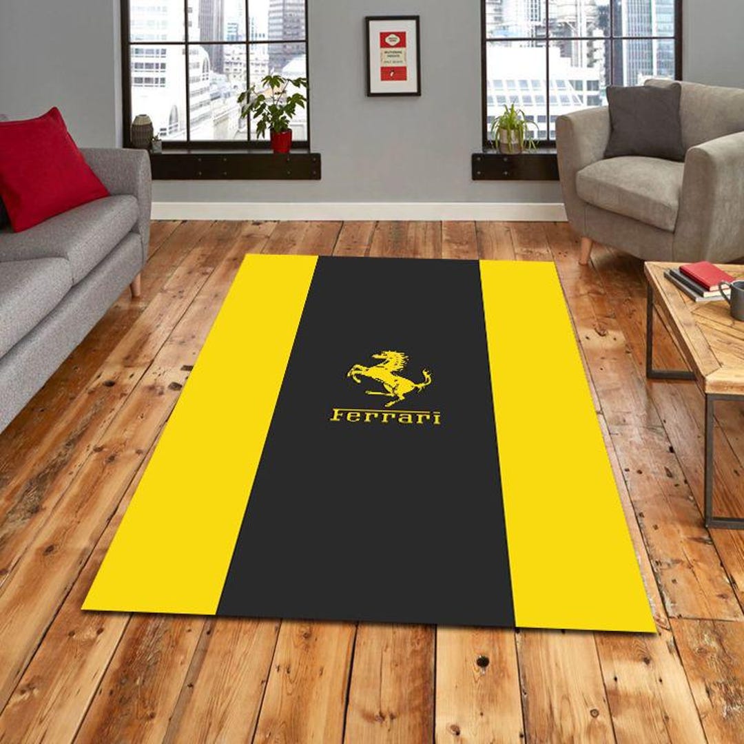 Yellow and Black Ferrari Rug, Custom Teen Room Decor - Etsy