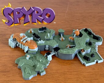 Spyro The Dragon 3D-niveauprint, replica van de orkanen in kleur of wit, gamerdecor, videogamecadeau, verzamelobject