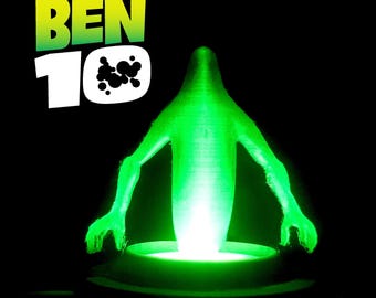 Ben 10 Ghostfreak hologramfiguur - 3D-geprint buitenaards hologram - Omnitrix-lampvoetaccessoire - kinderkamerdecoratie - verzamelcadeau