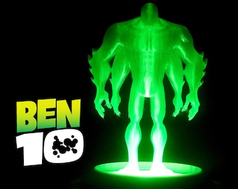 Ben 10 vierarmige hologramfiguur - 3D-geprint buitenaards hologram - Omnitrix-lampvoetaccessoire - kinderkamerdecoratie - verzamelcadeau