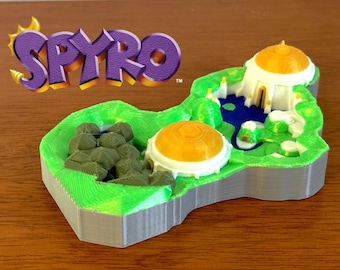 Spyro The Dragon 3D Level Print, Summer Forest Replica in Color or White, Gamer Decor, Video Game Gift, Collectible