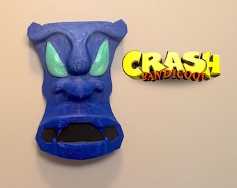 Crash Bandicoot Wawa Elemental Mask Replica, 3D Printed Game Prop, Wall Decor