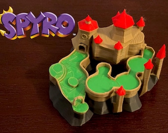 Spyro The Dragon 3D-niveauprint, toasty replica in kleur of wit, gamerdecor, videogamecadeau, verzamelobject