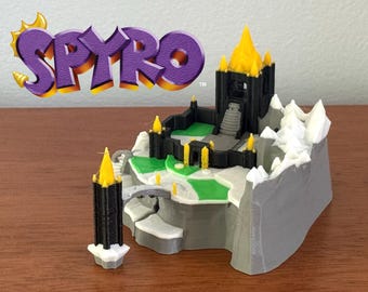 Spyro The Dragon 3D-niveauprint, replica wintertoendra in kleur of wit, gamerdecor, videogamecadeau, verzamelobject