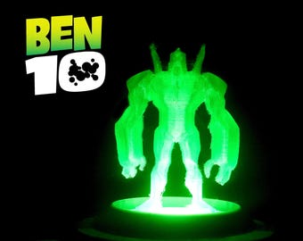 Ben 10 Diamondhead-hologramfiguur - 3D-gedrukt buitenaards hologram - Omnitrix-lampvoetaccessoire - kinderkamerdecoratie - verzamelcadeau