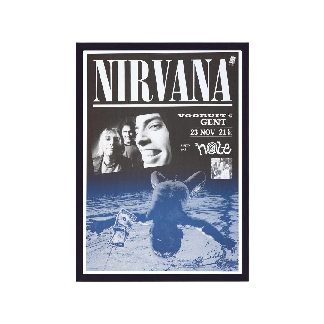Nirvana Ghent Concert Poster, 90s Grunge Music, Vintage Rock Wall Art ...