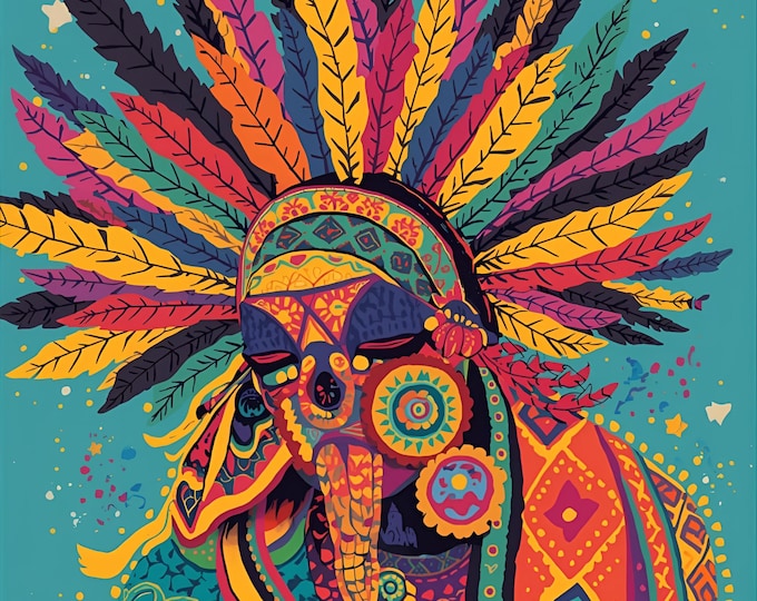 South American AI Digital Art Print, Multicolored Ethnic Wall Decor, Vibrant Latin American Folk Art | Vintage 19th Century Inspired Artwork