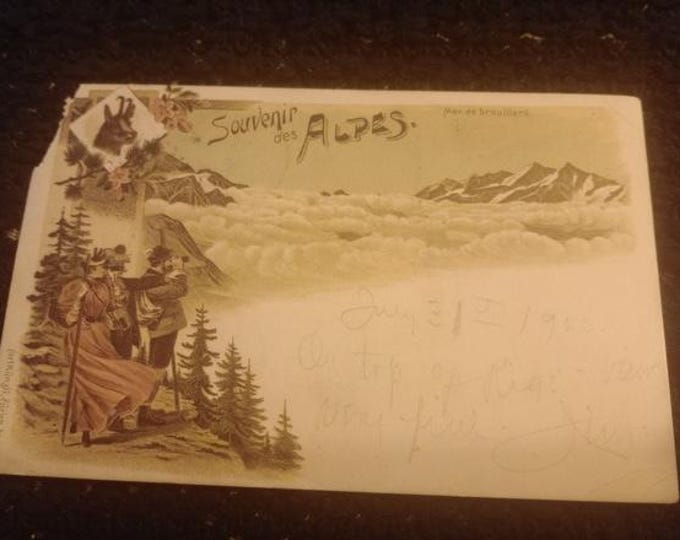 Original Vintage Postcard Souvenir of the Alps (USA) 1900–Historical Postcard, Souvenir, Collector's Card, Alpine Panorama, Turn of the Century