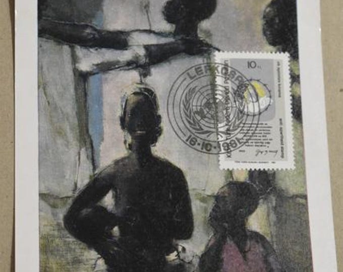 Original postcard art Congo – UNICEF, historical postcard, African art, collection, souvenir, travel, cultural memory"