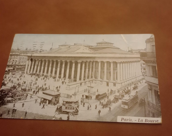 Vintage postcard Paris – La Bource, photochromatic, historical postcard, city view, France, souvenir, trading card"