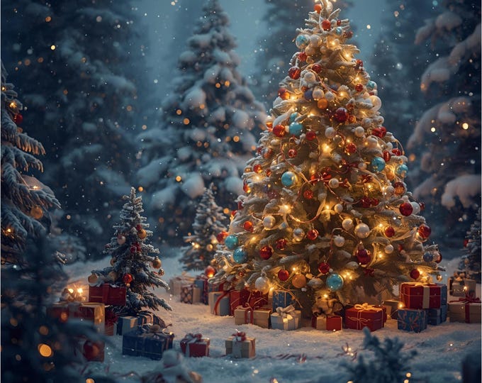 Christmas Tree Digital Art – Festive Wall Decoration – Holiday Christmas Wall Decor