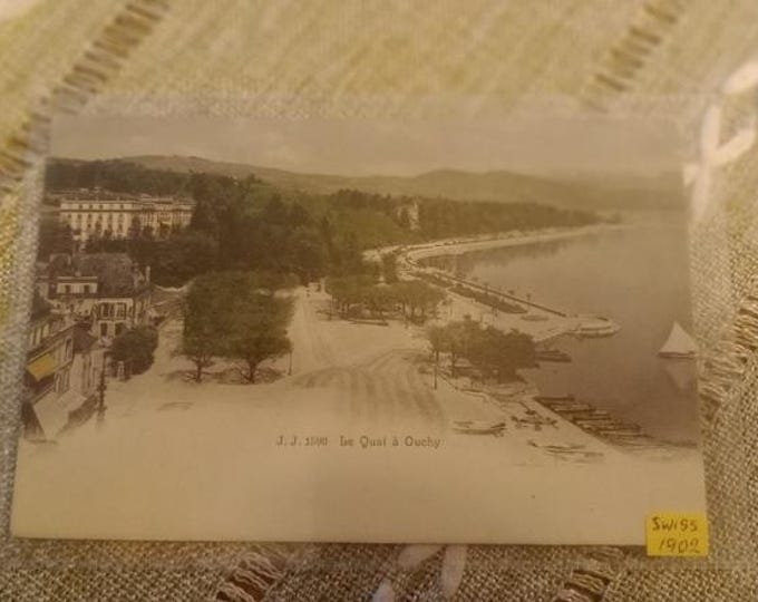 Original vintage postcard Ouchy – Switzerland, historical postcard, lakeside resort near Lausanne, Alpine view, travel souvenir, collector's card"
