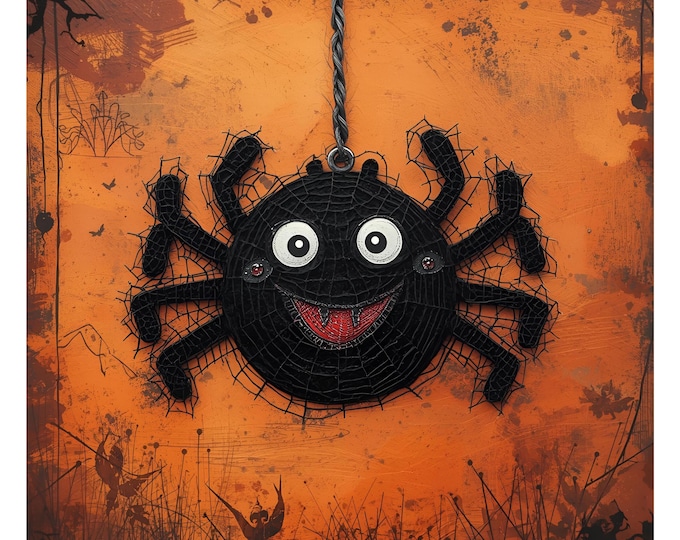 Cute Halloween Spider Art | Smiling Arachnid Print | Spooky Season Decor | Whimsical Halloween Wall Art | Festive Holiday Digital Print
