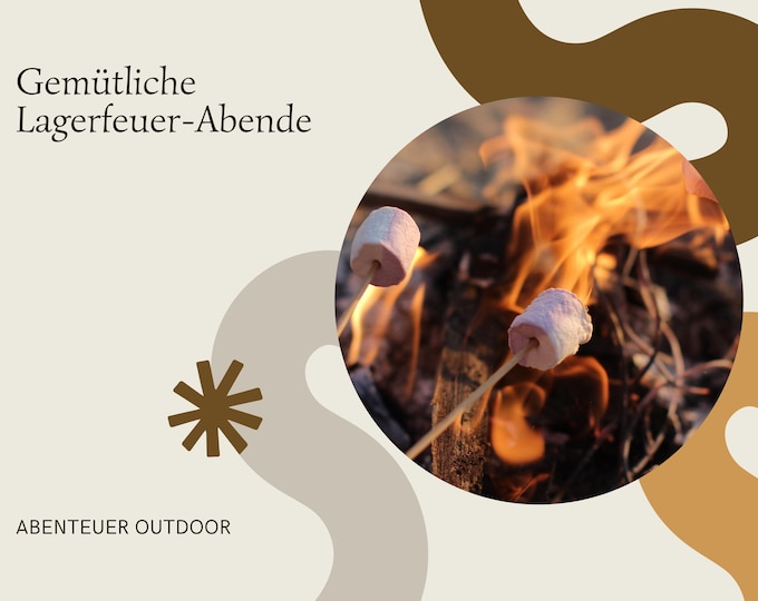 Campfire Evening Postcard | Cozy Outdoor Flames Digital Print | Roasted Marshmallow Greeting | Autumn Adventure Scene | Nature Moment Card