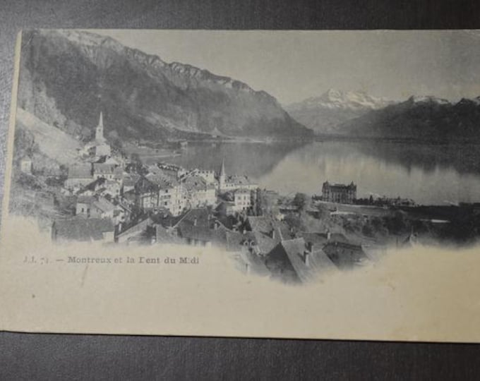 Original vintage postcard Montreux & Dent du Midi – Switzerland, historical postcard, Alps, lake view, travel souvenir, collector's card"