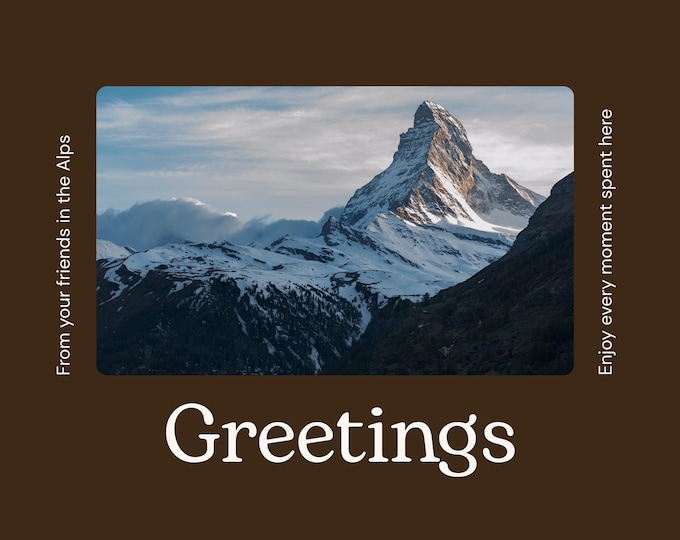 Modern Matterhorn Switzerland Digital Postcard | Scenic Swiss Alps Mountain View | Minimalist Alpine Travel Souvenir Greeting Card