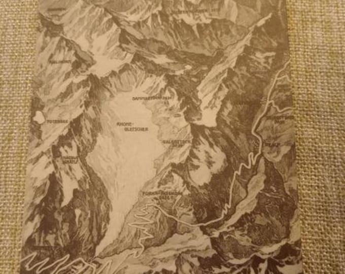 Original Vintage Panorama Postcard Furka Pass–Obergoms, Valais, Switzerland, historical postcard, Alps, mountain road, souvenir, collectible card
