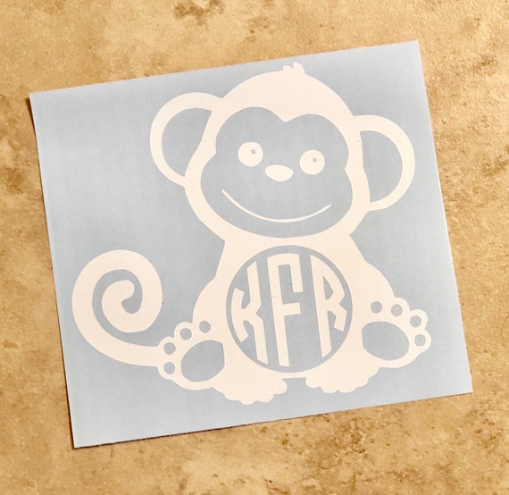 Items similar to Monkey Decal, Monogram Decal, Personalized Monkey
