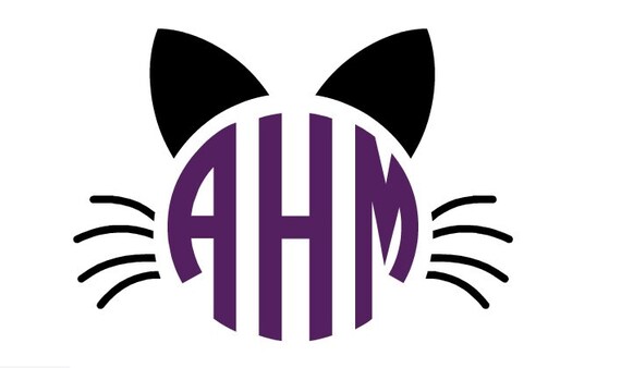 Download Cat Monogram Decal Monogram Panther Face decal ...