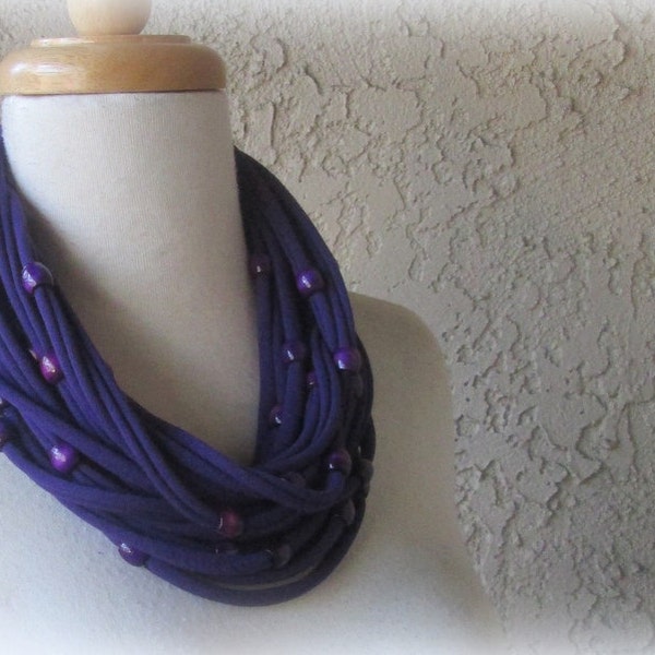 Beaded Purple Jersey Infinity Scarf, Women's Loop Tee Shirt