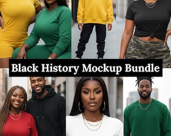 Junteenth Kleidung Mockup Bündel | Melanin Models Shirt & Hoodie Mockups | Lebensstil Kleidung Mockups | PNG JPG