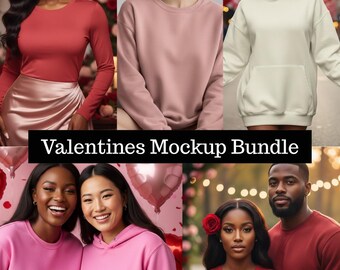 Valentinstag Bekleidung Mockup Bundle | Shirt, Hoodie, Paar Mockups | 18 Valentine Mockups enthalten | PNG JPG Digitaler Download