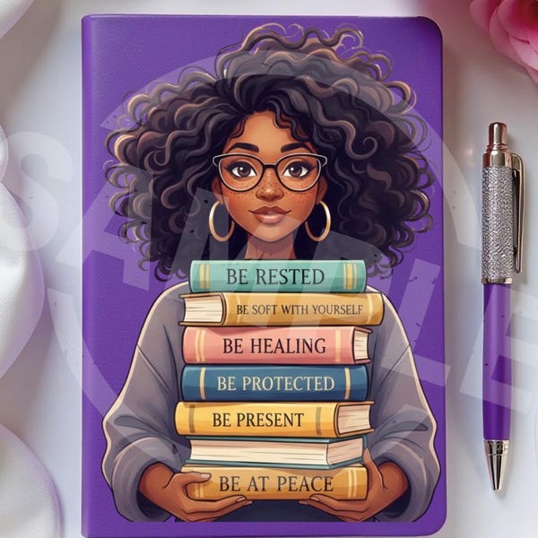 Mental Health PNG |Be Rested Planner Cover PNG | Black Woman Art, Mental Health Notebook Cover, Self Love Journal Download