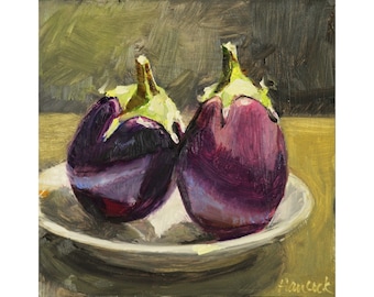 Two Eggplant White Saucer