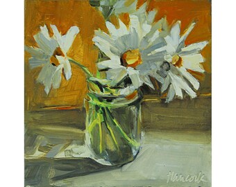 Daisies on Gold, summertime sunshine, jelly jar bouquet, garden flowers