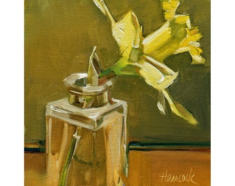 Single Daffodil on Gold and Green