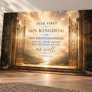 Matteus 6:33 Canvastavla | Sök först hans rike Bibelvers väggkonst
