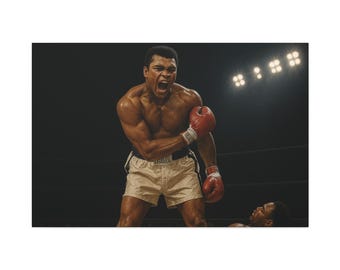 Muhammad Ali Victory Over Sonny Liston  Iconic Boxing Knockout Canvas Wall Art
