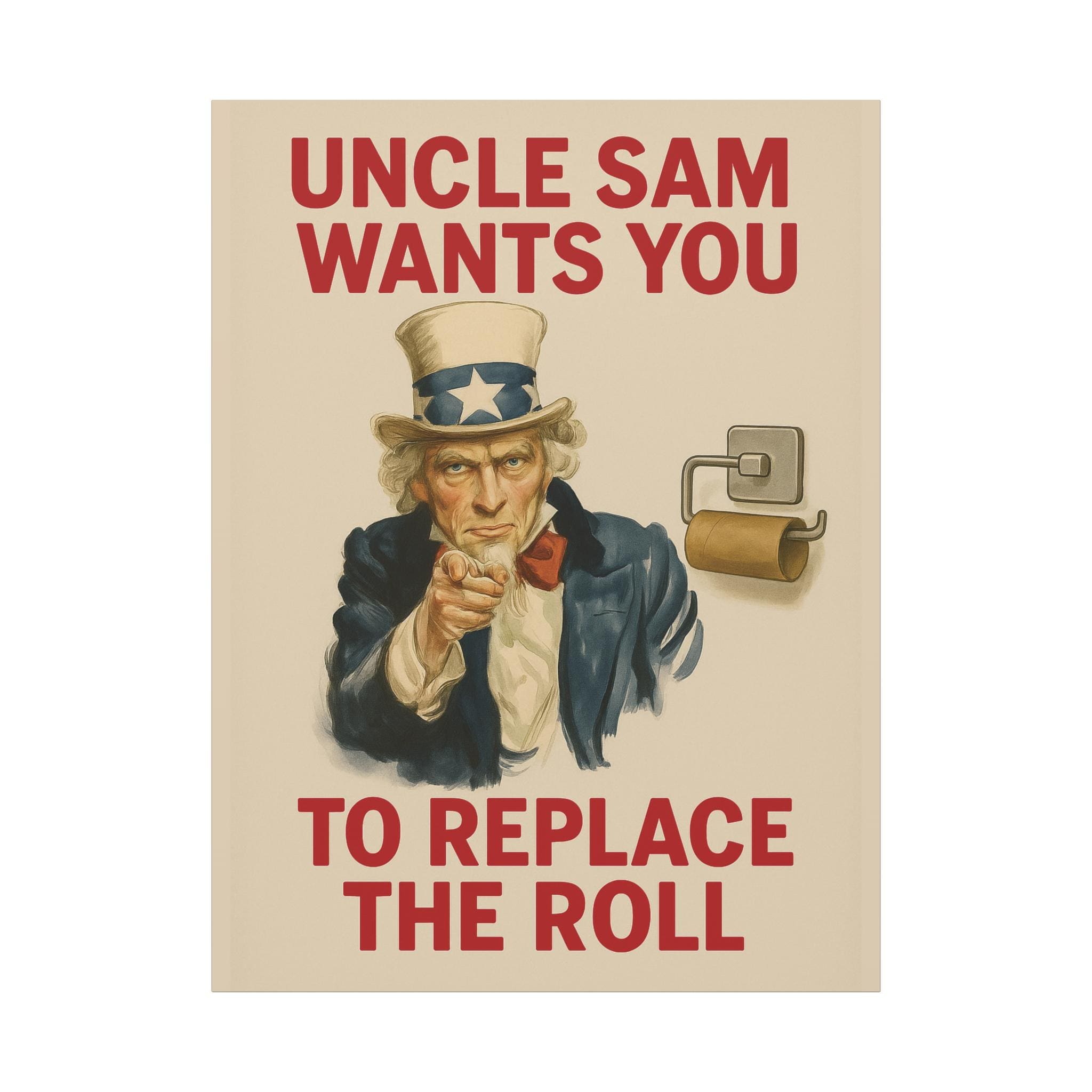 Uncle Sam Bathroom Canvas Wall Art Funny Vintage Poster Style