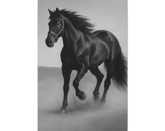 Black Stallion Canvas Print, Dramatic Equestrian Wall Art