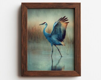 Watercolor Sandhill Crane Print – Serene Nature Art (Digital Download)