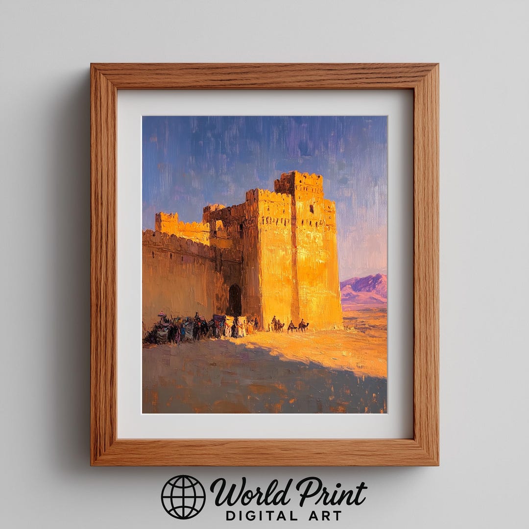 Rajasthan Desert Fort Art - Dramatic Warm Landscape, Historic Fortress ...