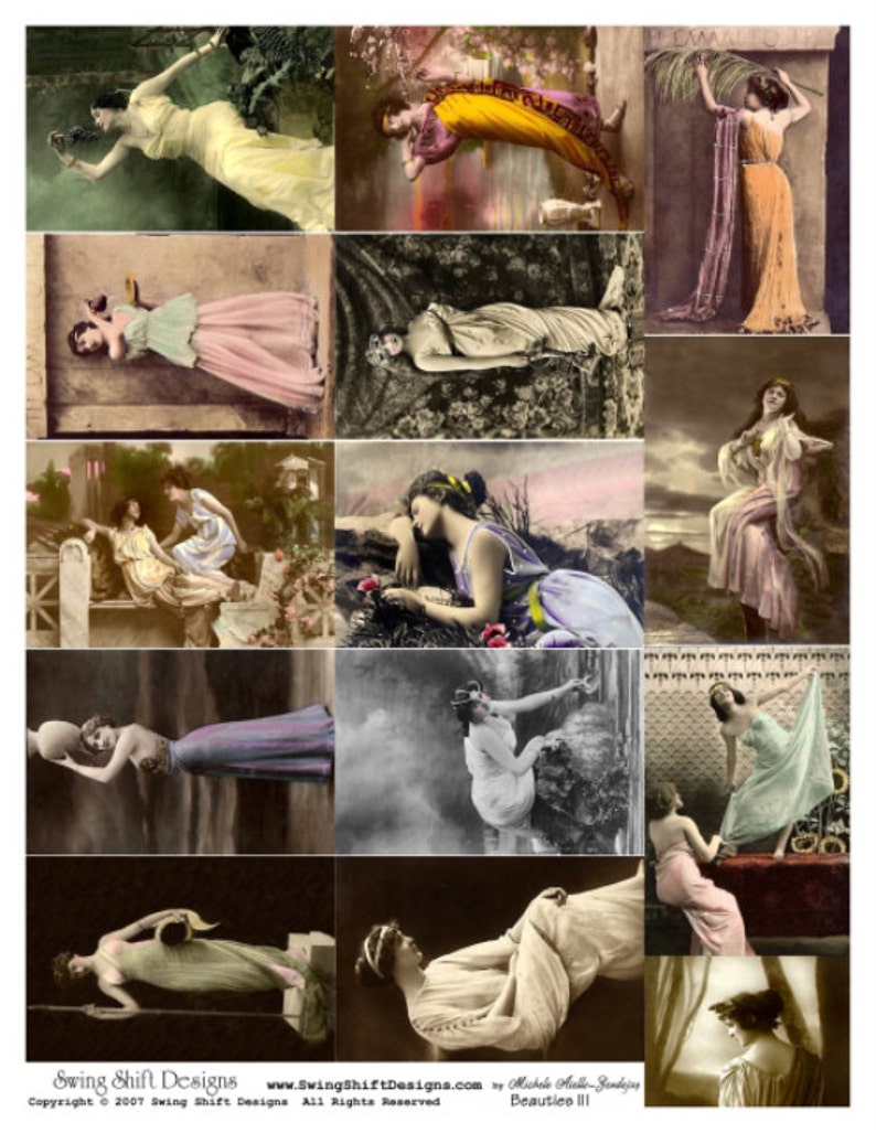 Beauties V3, Vintage Photos of Women Collage Sheet Digital Download JPG File by Swing Shift Designs image 1