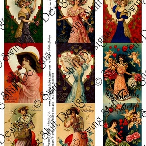 Valentine's Ladies Collage Sheet V1, Love, Hearts, Women Digital Download JPG file by Swing Shift Designs image 2