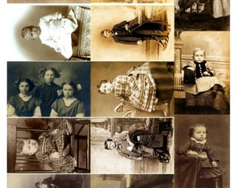 Children - Child Collage Sheet, Vintage Photos - Digital Download JPG File by Swing Shift Designs