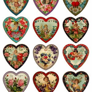 Valentine's Hearts V2 Collage Sheet, Vivid, Full Color, Love, Wedding, Engagement, Hearts Digital Download JPG file by Swing Shift Designs image 1