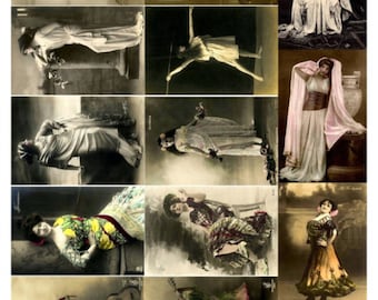 Beauties V1 Collage Sheet, Vintage Photos of Women, Spanish, Guitar - Digital Download JPG File by Swing Shift Designs