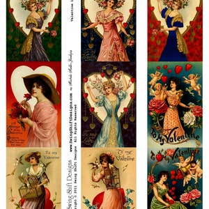 Valentine's Ladies Collage Sheet V1, Love, Hearts, Women Digital Download JPG file by Swing Shift Designs image 1