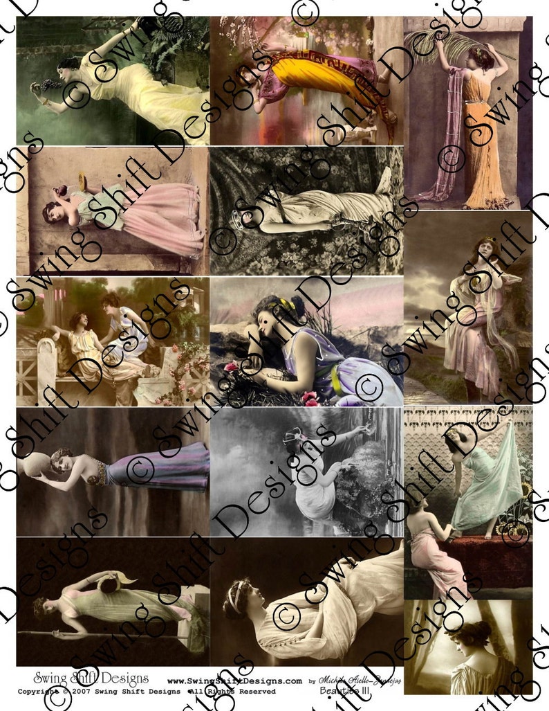 Beauties V3, Vintage Photos of Women Collage Sheet Digital Download JPG File by Swing Shift Designs image 2
