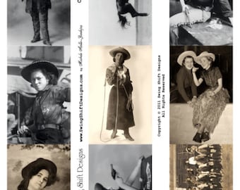 Cowgirl Western, Women, Old West Vintage Photos Collage Sheet - Digital Download JPG file by Swing Shift Designs