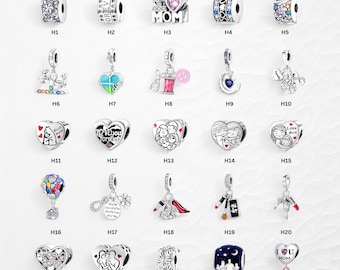 Bracelet Charms, S925 Sterling Silver Charm, Fits European Charm Bracelets, DIY Women Jewelry, Dangle Beads, Necklace Pendant, Heart Charm