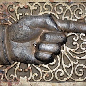 Pointing Hand - Vintage Style Cast Iron Wall Hanging or Sign